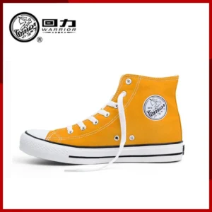 “Step into Style and Comfort with High Top Yellow Canvas Sneakers”