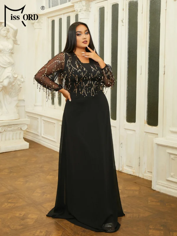 Shimmering Elegance: Missord's Plus Size Sequin Tassel Evening Dress for Unforgettable Nights